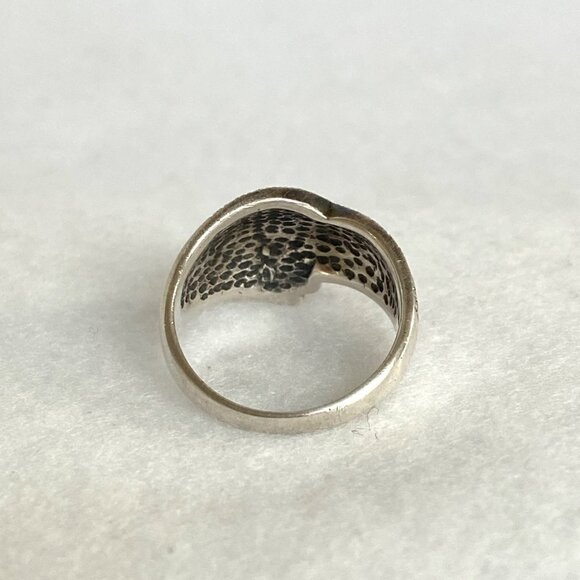 Sterling Silver 925 Art Deco Style Marcasite Asymmetric Wide Band Ring Sz 6.5 - Picture 7 of 16